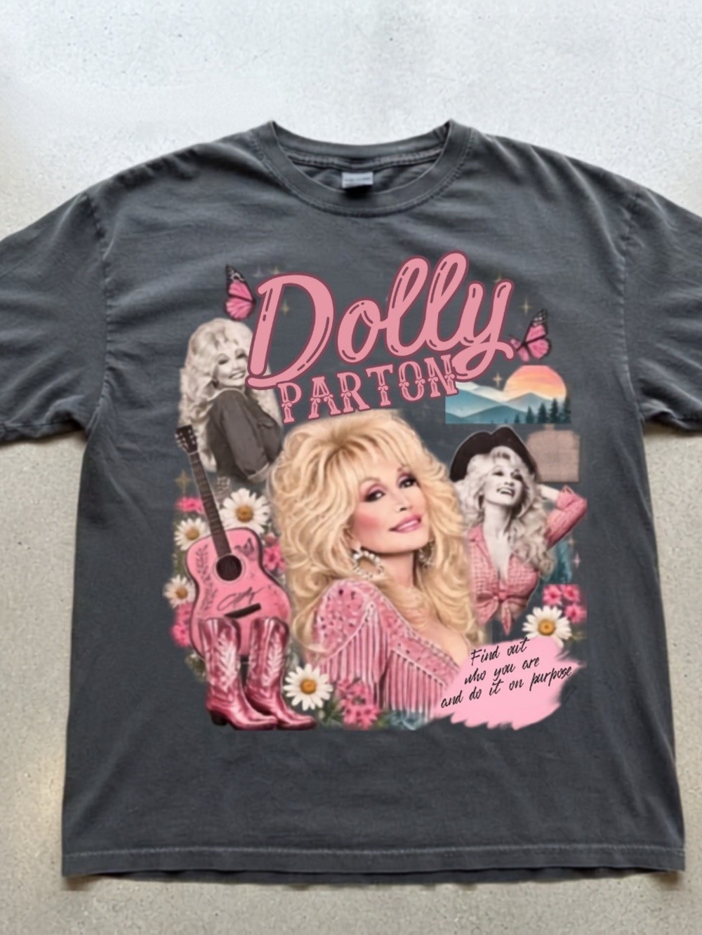 Dolly Parton Retro Western Country Music Black Graphic T-shirt